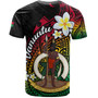 Vanuatu T-Shirt Custom Plumeria Flowers Tribal Motif Flag Color Design