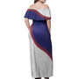 Samoa Off Shoulder Long Dress Samoa Coat Of Arms With Polynesian Tattoo Flag Style