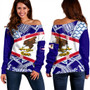 American Samoa Off Shoulder Sweatshirt Flag Design With Pattern