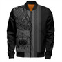 Samoa Bomber Jacket Polynesia Tribal Tattoo Grey