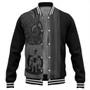 Vanuatu Baseball Jacket Polynesia Tribal Tattoo Grey