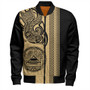 American Samoa Bomber Jacket Polynesia Tribal Tattoo Gold