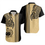 Samoa Short Sleeve Shirt Polynesia Tribal Tattoo Gold