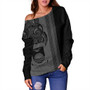 Kiribati Off Shoulder Sweatshirt Polynesia Coat Of Arms Tribal Tattoo