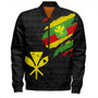 Hawaii Bomber Jacket Polynesia Tribal Kanaka Maoli Flag Crack Style