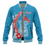 Guam Baseball Jacket Hook With Latte Stone Hibiscus Tropical Blue