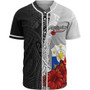 Philippines Polynesian Baseball Shirt - Coat Of Arm With Hibiscus White