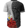 Philippines Polynesian Baseball Shirt - Coat Of Arm With Hibiscus White