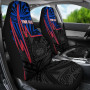 Samoa Personalised Car Seat Covers - Samoa Seal With Polynesian Patterns In Heartbeat Style (Blue)