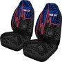 Samoa Personalised Car Seat Covers - Samoa Seal With Polynesian Patterns In Heartbeat Style (Blue)