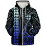 Fiji Sherpa Hoodie Kakau Style Gradient Blue