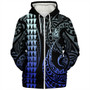 Vanuatu Sherpa Hoodie Kakau Style Gradient Blue