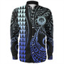 Federated States Of Micronesia Long Sleeve Shirt Kakau Style Gradient Blue