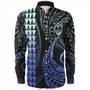 Guam Long Sleeve Shirt Kakau Style Gradient Blue