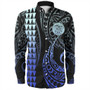 Kosrae Long Sleeve Shirt Kakau Style Gradient Blue