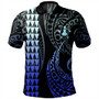 Austral Islands Polo Shirt Kakau Style Gradient Blue
