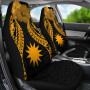Nauru Polynesian Car Seat Covers Pride Seal And Hibiscus Gold