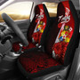 Tonga Polynesian Car Seat Covers - Coat Of Arm With Hibiscus