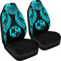 Tonga Polynesian Car Seat Covers Pride Seal And Hibiscus Neon Blue