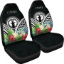 CNMI Car Seat Covers - CNMI Coat of Arms & Polynesian Tropical Flowers White