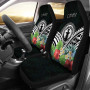 CNMI Car Seat Covers - CNMI Coat of Arms & Polynesian Tropical Flowers White