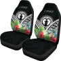 CNMI Car Seat Covers - CNMI Coat of Arms & Polynesian Tropical Flowers White