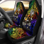 Fiji Car Seat Covers - Rainbow Polynesian Pattern Crest