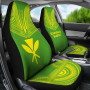 Hawaii Car Seat Cover - Kanaka Maoli Polynesian Chief Tattoo Green Version