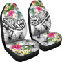 Guam Polynesian Car Seat Covers - Summer Plumeria (White)