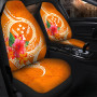 Kosrae Micronesia Car Seat Covers - Orange Floral With Seal
