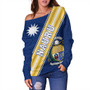 Nauru Off Shoulder Sweatshirt Flag And Coat Of Arms