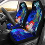 Federated States of Micronesia Car Seat Cover - Humpback Whale with Tropical Flowers (Blue)