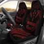 Kosrae Micronesia Car Seat Covers - Red Tribal Wave