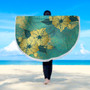 Hawaii Beach Blanket Golden Hibiscus Turquoise Color Tribal Pattern