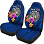 American Samoa Polynesian Custom Personalised Car Seat Covers - Floral With Seal Blue