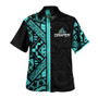 CUSTOM DRAPER Hawaiian Shirt - Polynesian Tribal Pattern Turquoise1