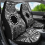 Cook Islands Car Seat Cover - Cook Islands Coat Of Arms Polynesian White Black