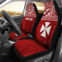 Wallis and Futuna Polynesian Custom Personalised Car Seat Covers - Wallis and Futuna Coat Of Arms Polynesian Tattoo Red