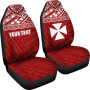 Wallis and Futuna Polynesian Custom Personalised Car Seat Covers - Wallis and Futuna Coat Of Arms Polynesian Tattoo Red