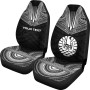 Tahiti Custom Personalised Car Seat Cover - Tahiti Flag Polynesian Chief Tattoo Black Version