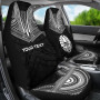 Tahiti Custom Personalised Car Seat Cover - Tahiti Flag Polynesian Chief Tattoo Black Version