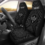 Kosrae Personalised Car Seat Covers - Kosrae Flag In Polynesian Tattoo Style (Black)