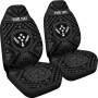 Kosrae Personalised Car Seat Covers - Kosrae Flag In Polynesian Tattoo Style (Black)