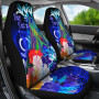 Vanuatu Custom Personalised Car Seat Covers - Humpback Whale with Tropical Flowers (Blue)