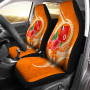 Wallis And Futuna Polynesian Car Seat Covers - Orange Floral With Seal