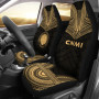 Northern Mariana Islands Car Seat Cover - CNMI Seal Polynesian Chief Tattoo Gold Version