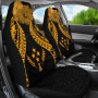 Kosrae Polynesian Car Seat Covers Pride Seal And Hibiscus Gold