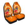 Cook Islands Polynesian Car Seat Covers - Orange Floral With Seal