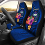 Samoa Polynesian Car Seat Covers - Floral With Seal Blue