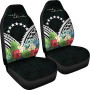 Cook Islands Car Seat Covers - Cook Islands Coat of Arms & Polynesian Tropical Flowers White